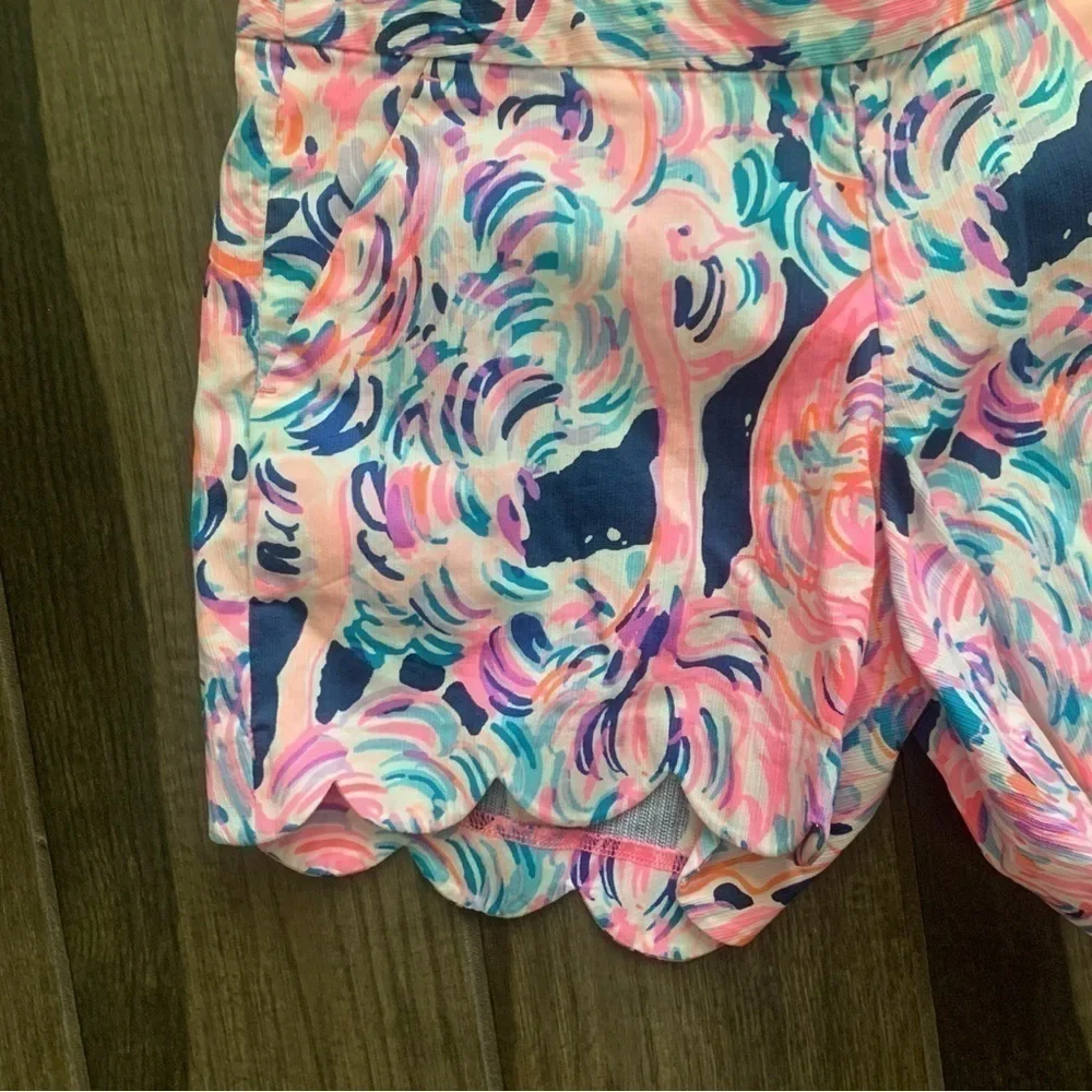 Lilly Pulitzer Magnolia Scallop Hem Shorts Pelican Pink Head in the Sand Sz 0